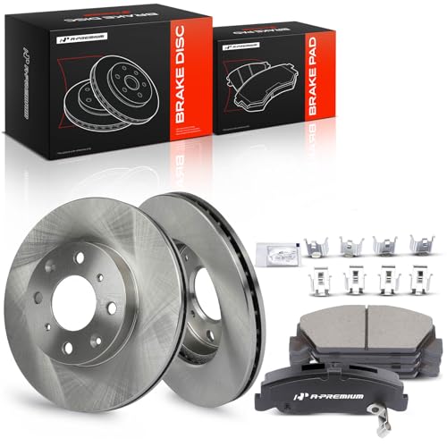 Image of A-Premium 9.45 inch (240mm) Front Vented Brake Rotors and Ceramic Pads Kit | Compatible with Honda Models - Civic 1990-2000, Civic del Sol 1993-1997, CRX 1990-1991, 6-Pack
