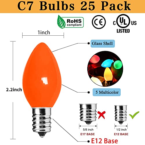 Bombillas C7 con base E12 de filamento tradicional y 5W en pack multicolor Couah 3