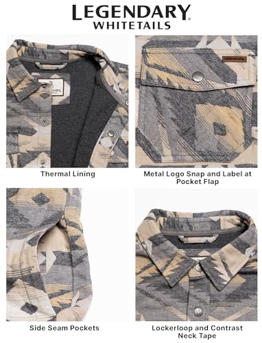 Image of Legendary Whitetails Mens Thermal Lined Shirt Jacket Plaid Flannel Polyfill Insulated Shacket