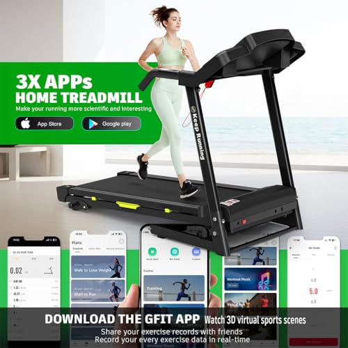 Image of 3.5HP Folding Treadmill with Incline, Heavy-Duty Treadmill for Home with 12 Programs, 0.5-8.5MPH Speed, 330 lbs Capacity, Compact Electric Running Machine with App Sync, Cup & Tablet Holder