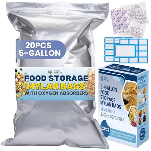 5 Gallon Mylar Bags for Food Storage (20pcs)