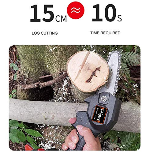 FiLiGRee Mini Chainsaw, 4 Inch Cordless Electric Portable Battery Chain Saw with 2Pcs Rechargeable Battery and 2Pcs Chain, 0.7kg Lightweight Electric saws for Tree Branch Wood Cutting