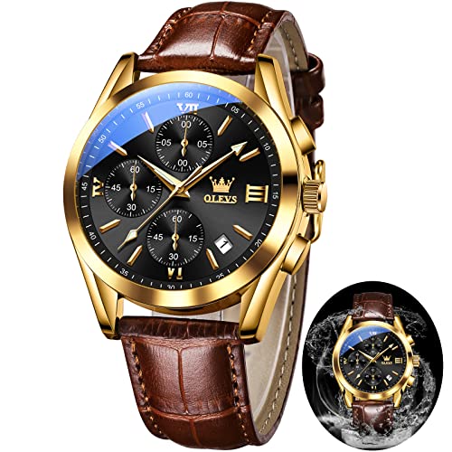 OLEVS Men's Leather Chronograph Watch - image 1