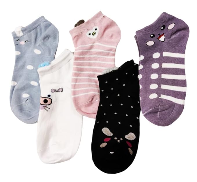 Women Ankle Socks Girls Casual Breathable No Show Athletic Cotton Short Socks Invisible Casual for Running Yoga Random Design Random Color (Pack of 5 Pair)-image-6