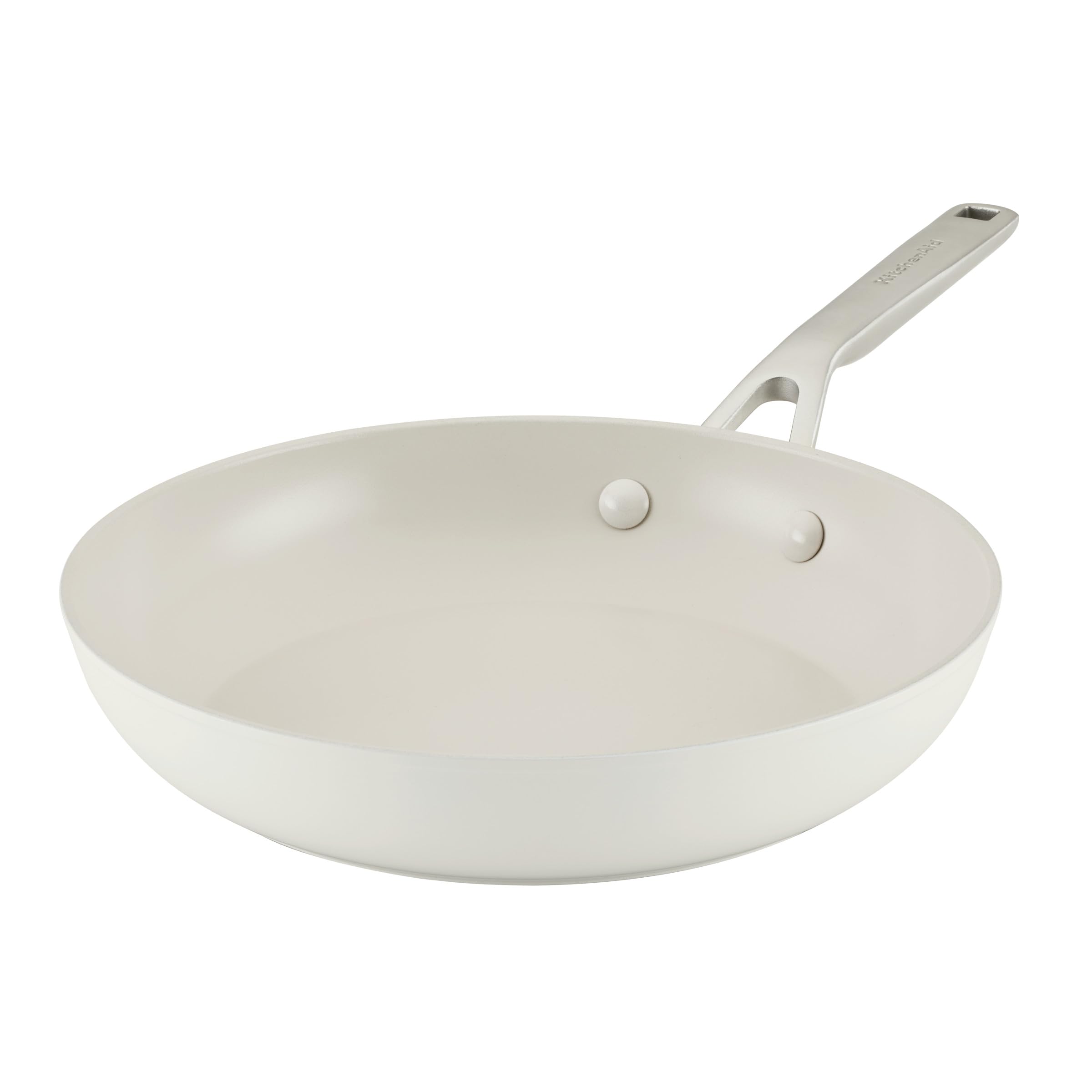 KitchenAid Padella Antiaderente In Ceramica 25,4 Cm, Anodizzata Dura, Bianco Porcellana, Manico In Acciaio Inox, Adatta Al Forno