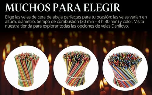 Miniatura 6 de Danilovo Velas De Cera De Abeja Multicolor Velas Ortodoxas Para Oración Rituales, De Decoración De Mesa, 60 Unidades 4 Colores Claros, Altura 16,5 Cm