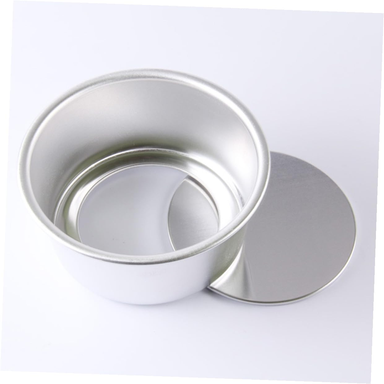 Molde Redondo para Pastel de Aleación de Aluminio 6 Pulgadas 4 Piezas | Fondo Extraíble, Superficie Lisa, Antiadherente, Plata, para Capas y Pudín