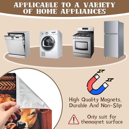 Image of Cow Dishwasher Magnet Cover, 23x26 in Summer Farm Dishwasher Magnet Sticker for Kitchen Funny Xmas Magnetic Dish Washer Cover Refrigerator Magnets Covers Fridge Panel Decal