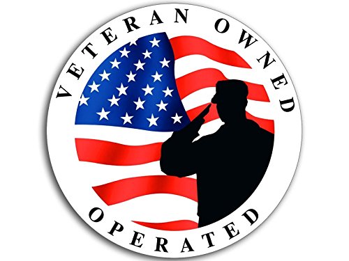 Round Veteran Owned & Operated Soldier Sticker (Vet Patriotic Flag Decal Business)