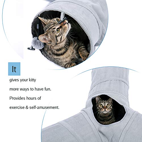 Image of PAWZ Road Collapsible Cat Tunnel, 3 Way Cat Play Tube 10.5 inch in Diameter | Collapsible Cat Play Tunnel with Spacious Play Tubes, Multiple Peek Holes & Interactive Hanging Ball for Indoor Cats