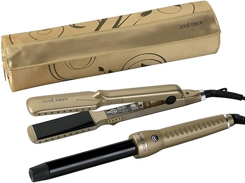 Miniatura 2 de Jose Eber Set de regalo de color dorado 25mm Curling Iron 125 cerámica plancha para el pelo funda de viaje voltaje dual 110V-240V