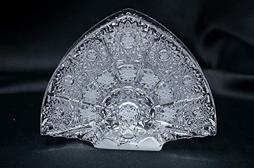 Czech Bohemian Crystal Glass Napkin Holder 5.5''-Length Hand Cut Crystal Glass Decorative Gift Tabletop Crystal Glassware Vintage Lace Design Elegant Centerpiece Crystal Glass