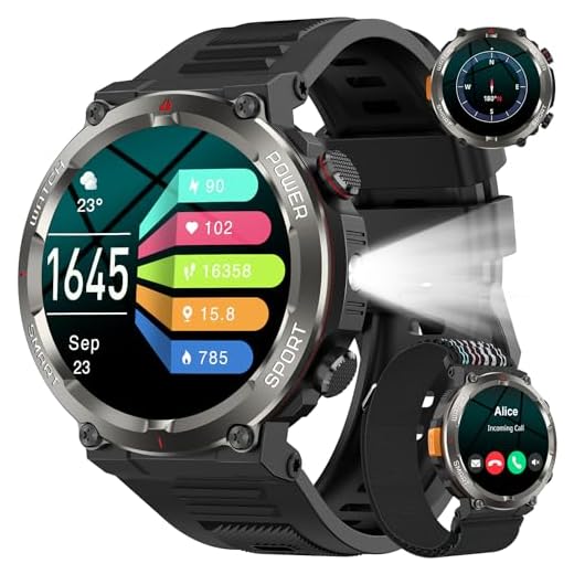 Los mejores relojes de montaña: modelos ideales para tus aventuras 33 Reloj Inteligente Hombre, W50Pro Smartwatch Hombre con Linterna y Brújula, Smartwatch con Llamadas Bluetooth, Batería Grande de 960 mAh, Monitor Sueño, Podómetro, Pulsera Actividad Impermeable IP68