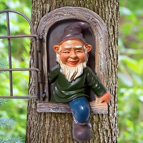 JTZXJJX Elf Out The Door Tree Hugger, Gartenstatue Harz Zwerg Figur, Hängende Gartenzwerge Baum Zwerg Dekoration für Terrasse Rasen Ornament (Männer) JTZXJJX Elf Out The Door Tree Hugger, Gartenstatue Harz Zwerg Figur, Hängende Gartenzwerge Baum Zwerg Dekoration für Terrasse Rasen Ornament (Männer)