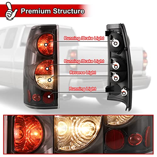 Nixon Offroad Tail Lights For Chevy Silverado 1500 2500 3500 1999-2006 / Gmc Sierra 99-02 Rear Lights Tail Lights Lamps Led Rear Lights Car Rear Lamps Assembly Replacement (Glossy Black/Clear Lens) #TOP4