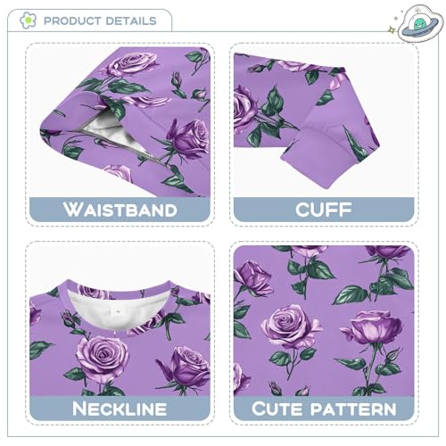 JUNZAN Beauty Rose Purple Big Boys Sweatshirts Hoodies Fleece Tops Clothing Shirts Athletic 4T3