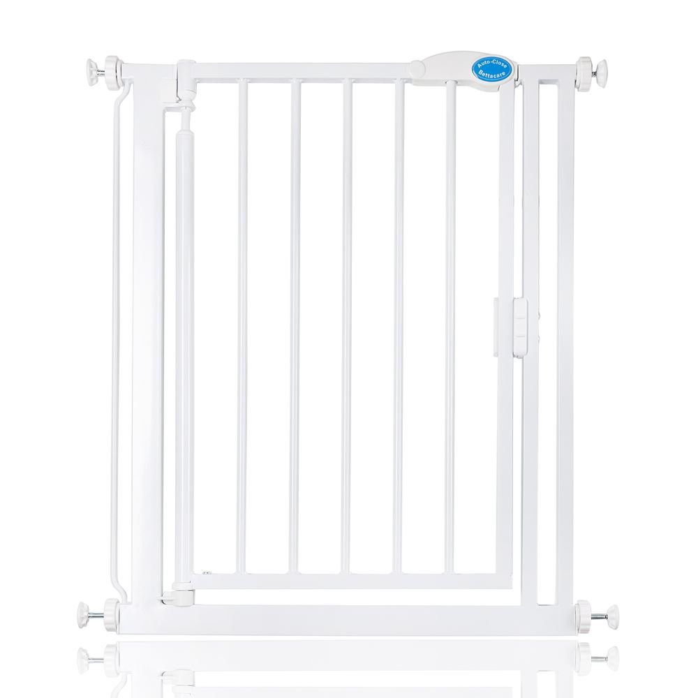 Bettacare Auto Close Stair Gate, 75cm, White, Narrow, Narrow  Pressure Fit Safety Gate, Baby Gate, Safety Barrier for Doors Hallways