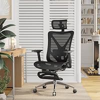 GABRYLLY Bürostuhl Ergonomisch, Ergonomischer Bürostühle mit Verstellbare Kopfstütze, Neigungsfunktion, Armlehnen, Ergonomic Office Desk Chair, Gaming Stuhl, Computerstuhl (Obsidianschwarz) – Ansicht 2