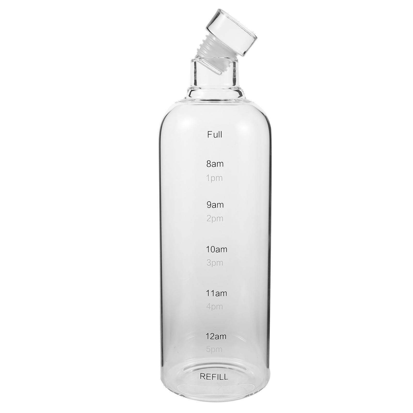 Botella de agua reutilizable transparente con marcador temporal para controlar tu hidratación