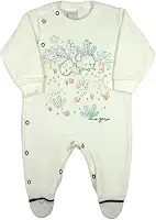 Macacao Bebe Menino Plush Roupa Bebê com Estampa em Silk Screen de Oncinhas - Natural