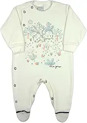 Macacao Bebe Menino Plush Roupa Bebê com Estampa em Silk Screen de Oncinhas - Natural