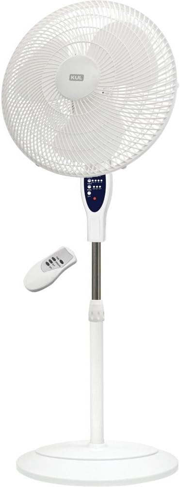 KUL Oscillating 3-Speed Adjustable Height Stand Fan, 16-Inch, Black
