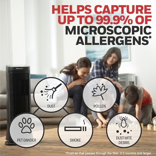 Honeywell Air Genius Air Purifier for Home, Large Rooms up to 1268Ft² with Permanent, Washable Filter, Reduces Dust, Pollen, Pet Dander, Odors, Smoke, Black, HFD360 - Image 3