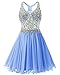 Produktbild Anna & Chris Minikleid für Damen, Partykleid, Perlenbesatz, Abendkleid, Brautjungfernkleid -  Blau -  Klein
