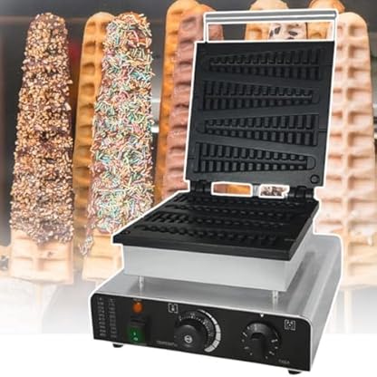 lealovengzh 1750W Kommerzieller Waffeltoaster, Waffeleisen | Antihaft-Waffeleisen Aus Edelstahl, Waffelmaschine, Waffeleisen-Maschine – Temperatur 50 – 250 °C, Timer 5 Min.,Black