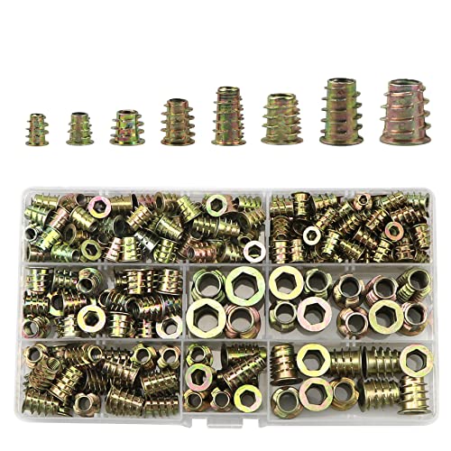 Insert filetés bois, 222 écrous metal en alliage de zinc D,vis à six pans creux,kit d'assortiment pour meubles en bois,plastique,métal(M4/M5/M6/M8/M10)