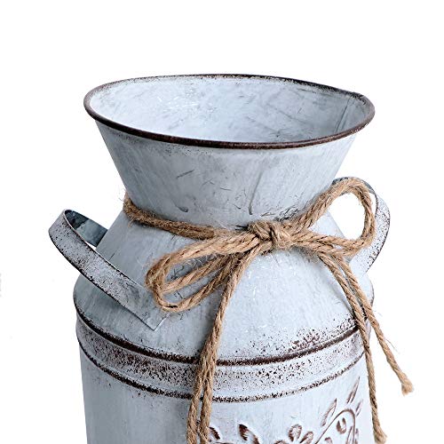 Uoisaiko Shabby Chic Rustic Vase Design Galvanized Milk Can, Christmas Decorations Metal Jug Pitcher Vase For Farmhouse Decor #TOP1