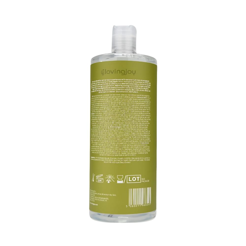 Gel de masaje Nuru 1L, Gel de masaje Nuru concentrado, Rinde, 2L, Gel de terapia de masaje Nuru, Gel de masaje de cuerpo a cuerpo, Aceite de masaje íntimo, Aceite de masaje para una cita nocturnal