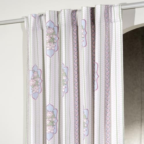 Image of Tranquebar Curtain Co. Cotton Curtains 7 Feet Long Set of 2,60-65% Room Darkening,Pink Kamal,Door Curtains 7 Feet Set of 2,Door Curtains 7 Feet Set of 2,BackTabs, Kamal(213 cm)-Set of 2