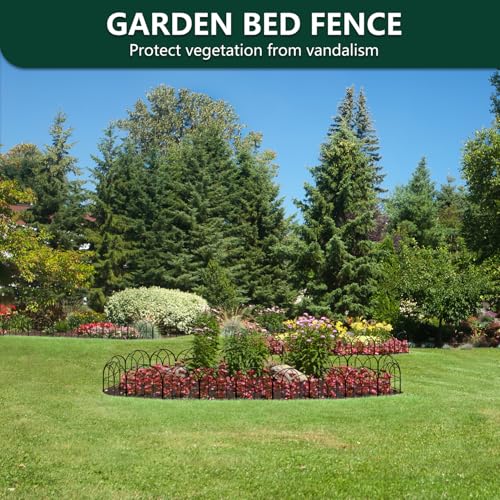 Small Garden Fence Animal Barrier, W12.55*H6.53 Decorative Fence Panel, No Dig Fences Barrier, Arch 26 Pcs Black Metal Fencing, Garden Border Edging Fences, Dog Fencing Blocker for Yard, Flower Bed — view 5