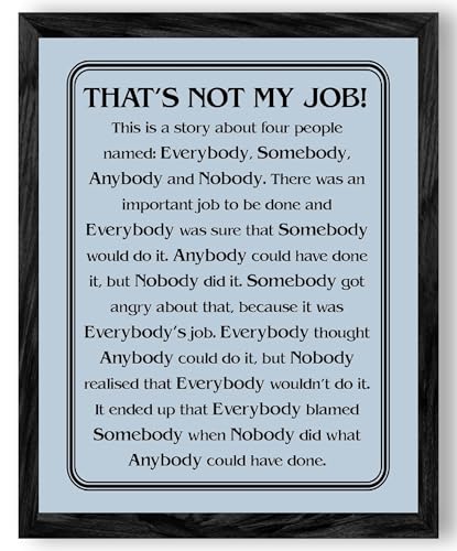 That's Not My Job - Motivational Wall Art Print, Sarcastic Typographic Wall Art Decor For Home, Office, Classroom and School Wall Decor (Black Oak Framed, 8 x 10 inches)