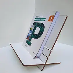 Suporte Livros Apostilas Tablets Kindle Concurseiros Leitura - Branco (Madeira natural) - MDF - Portátil - 30x30cm