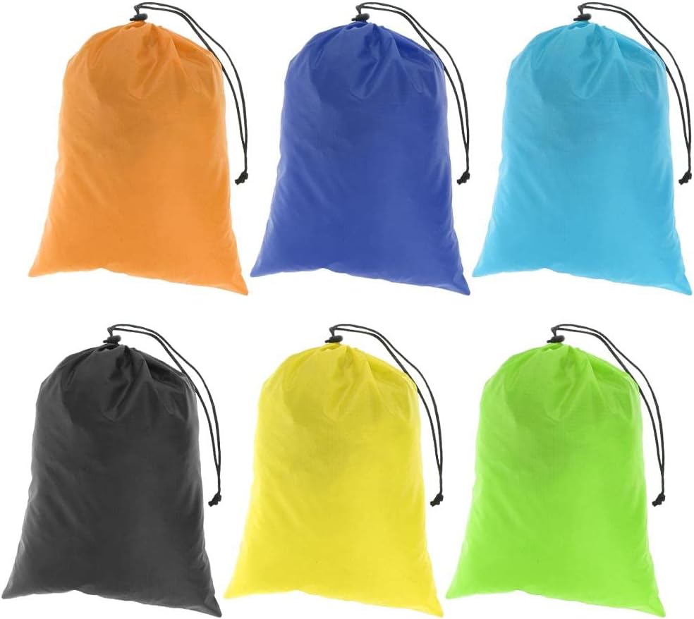 6pcs Ultra Mountaineering Nylon Drawstring Stuff Sack for Hiking & Traveling, Compression Storage Bag Set, Various Sizes & Colors