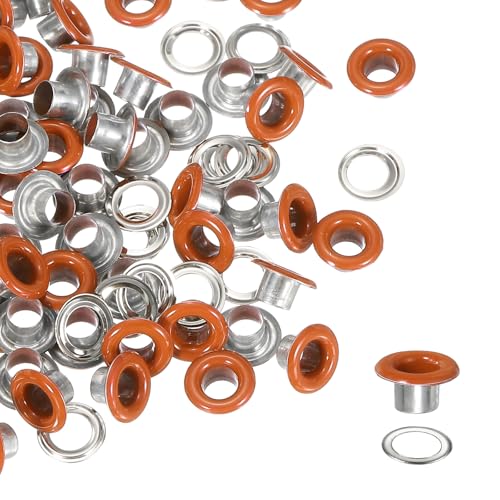 YELARXI Grommets Kit, Metal Eyelets, Grommet Eyelets Kit with Washers 5mm 3/16" Round Inner Hole Fitting for (Fabric/Shoes/Clothes/DIY Crafts/Bag/Belt) 250 Set & Orange