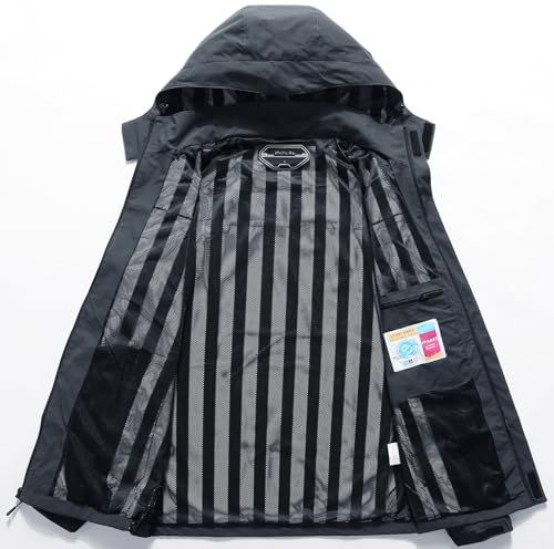 Outdoor Men's Waterproof Raincoat Windbreaker Lightweight Rain Jacket with Detachable Hood - Image 3