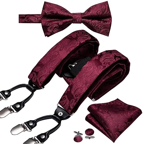Set clásico de tirantes de seda para hombres con moño y gemelos miniatura 1