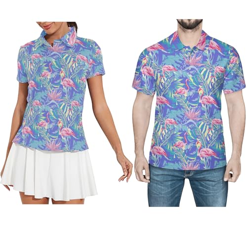 Funny Couple Golf Shirts,Matching Hawaiian Golf Shirt for Couple,Moisture Wicking Couple Polo Shirt for Men Women2