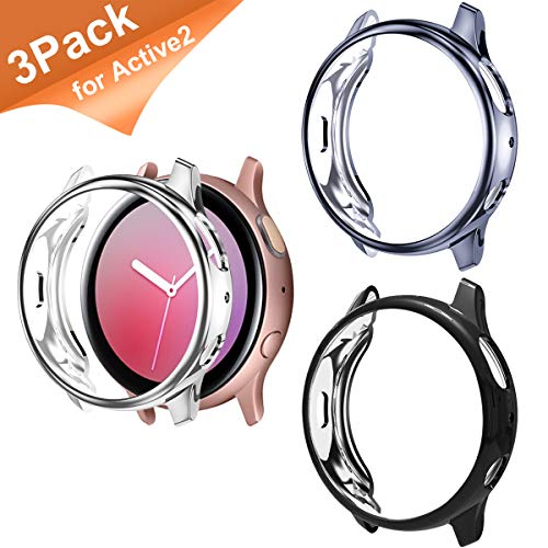Zaroto Zaroto Compatible For Samsung Galaxy Watch Active 2 40mm Case 3 Pack Smartwatch Screen Protector Full Body Dust Proof Tpu Anti Scratch Cover For Galaxy Watch Active 2 40mm Silver Black Gray From Amazon