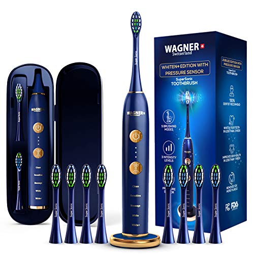 WAGNER Switzerland WHITEN+ EDITION. Smart electric toothbrush with PRESSURE SENSOR. 5 Brushing Modes