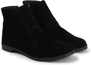 Women's Suede Ankle Boots, Brown, Flat Heel, Casual Style Price In India