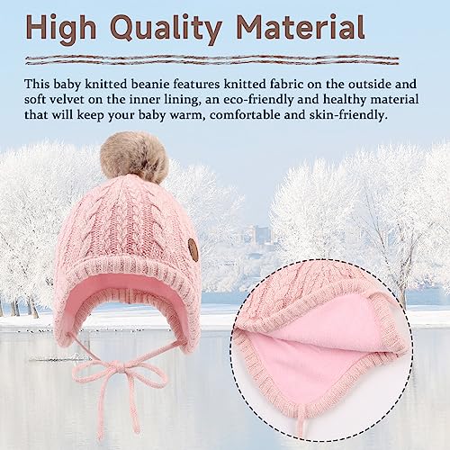 Zsedrut Winter Kids Beanie Infant Toddler Boys Girls Hat Cable Knitted Pompom Beanies Children with Fleece Lined2