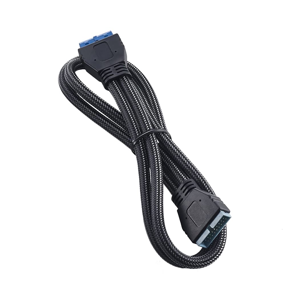 CableMod ModMesh Sleeved Right Angle Internal USB 3.0 Cable (Carbon, 50cm)