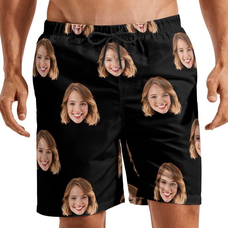 DIYKST Personalized Photos Swim Short with Faces Personalized Gifts for Boyfriendd Swim Trunks Picture Beach Board Short