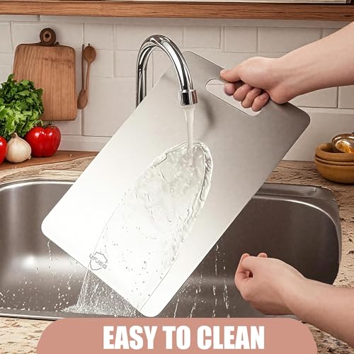 Image of Titanium Cutting Board, 3 PCS Titanium Cutting Boards for Kitchen, Non Toxic, Double-Sided Food Grade Chopping Board for Outdoor Camping(15.6 inch x 11 inch, 13 inch x 9.3 inch, 11.8 inch x 7.8 inch)