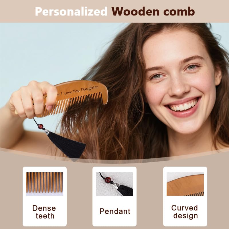 Remember I Love You Daughter Gifts from Mom Dad Novelty Engraved Hair Combs Gifts for Daughters Graduation Birthday Christmas Wedding Gift Cute Tassel Comb Gift for Women image 3