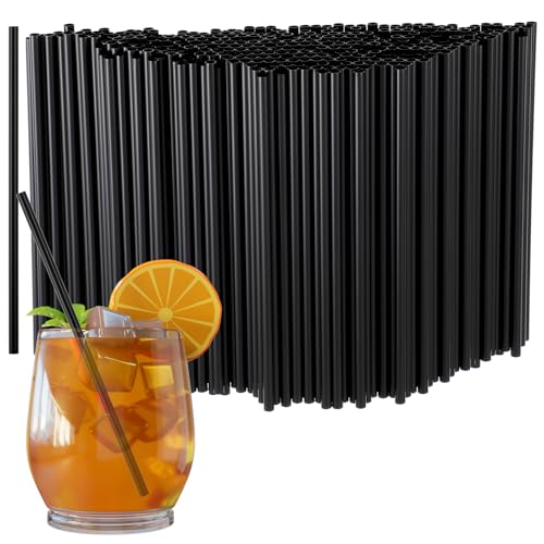 500 pitillos negros de plástico de 13 cm desechables miniatura 1